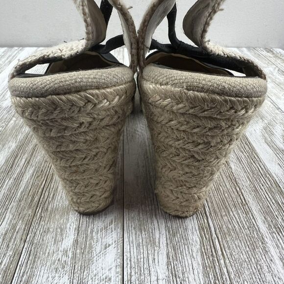 Adrienne Vittadini Shoes Wedge Espadrilles Black Tan Stretch 8.5 - Picture 8 of 10